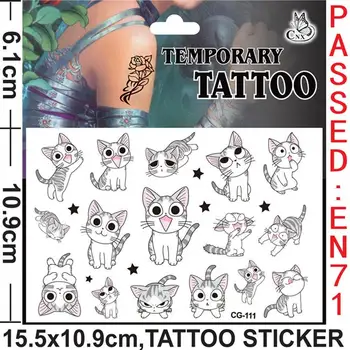 Tattoo Flash 420pcs 15.5x10.9cm Cat Bees Little Duck Dog Tattoo Sticker Kids Birthday Party Summer Beauty временни етикети