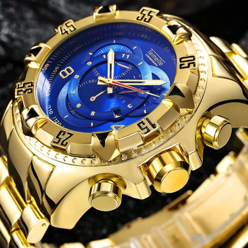 TEMEITE военна мода кварцови часовници мъжки 3D син циферблат каишка от неръждаема стомана Най-добрата марка на луксозни Златна голям циферблат на часовник 2021