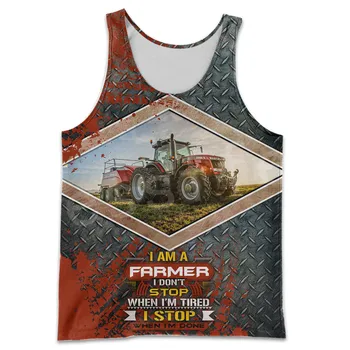 Tessffel 2020Newest Worker Farmer Tractor instrument 3DPrint NewFashion streetwear Summer Casual Смешни Harajuku TankTop Vest S2