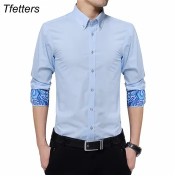 TFETTERS плюс размер 5XL Мъжки ризи мода 2020 печат яка маншет с дълъг ръкав ризи мъжете Марка отложным яка Camisa социална мъжки