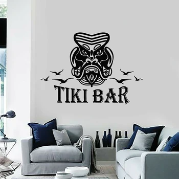 Tiki Bar Wall Decor Stickers Adesivo de Parede ресторант украсена с винил стикери Tiki Carvings плакати A479