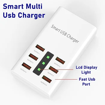 Tongdaytech 30W Multi Fast USB Charger Station 6 Port USB 2A мобилен телефон Carregador за iPhone XS 12 11 Pro Max Huawei, Xiaomi