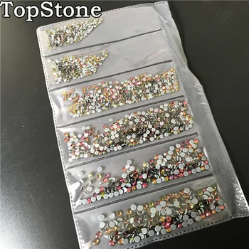 TopStone 1600 бр. / лот размер смес SS4~SS12 коригиране на кристал Flatback камъни 6 размери за САМ лепилото за маникюр Кристални украшения