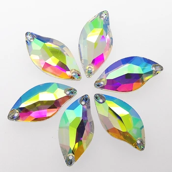 TopStone цветове за красота Риба шиене на кристал размер на 9x20mm 14x30mm кристал Crystal Flatback Diamond лист камък за рокли дрехи