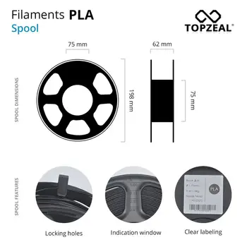 TOPZEAL Clear 3D Plastic Filament PLA Filament 1.75 mm 1KG Пространствен Accuracy +/- 0.02 mm прозрачен зелен цвят за 3D-принтер