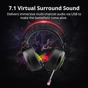 Tronsmart Glary Virtual 7.1 Virtual Surround Gaming Headset шумоподавляющие микрофонные слушалки за ps4, суич, компютър, лаптоп