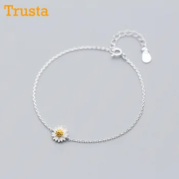 Trustdavis 925 сребро мода минималистичен романтична Маргарита цвете гривна за жени момиче изискани бижута DS1119