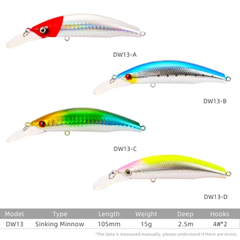 TSURINOYA DW13 90 mm 15 г потъването на лещанка риболовна стръв твърди примамки дълбоко 2,5 м дължина леене на изкуствени примамки риболовни принадлежности Wolbbers