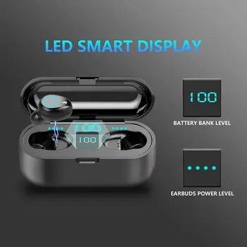TWS 5.0 Bluetooth слушалки Безжични слушалки 2000mah зарядно устройство ще захранване на скоростната Power LED Display спортна водоустойчива слушалки слот за слушалки