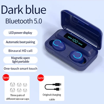 TWS F9-9 Bluetooth слушалка сензорен или бутон за контрол led дисплей 5.0 Bluetooth слушалка със зарядно кутия 2200mAh за слушалки Airbuds