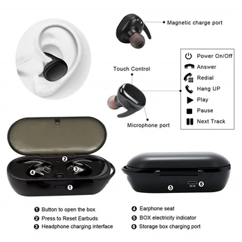 TWS Y30 безжичен Blutooth 5.0 слушалки слушалки за намаляване на шума 3D стерео звук за музика в ушите слушалки за IPhone Samsung X