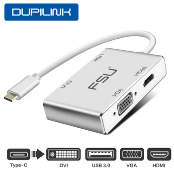 Type-C USB C to 4K, HDMI VGA DVI USB 3.0 адаптер за Macbook Samsung Декс S9 Huawei P40 TV PS4 проектор USB C to HDMI кабел 4K