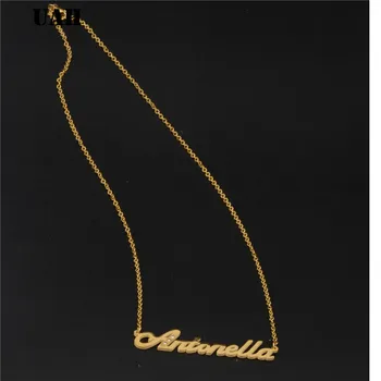 UAH Antonella Name or Stainless Steel Charm персонализирани името колие бижута e Gold Chain Nameplate Collier Femme Custom Gift
