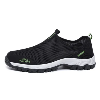 UEXIA Спорт на открито мъже лято удобни ежедневни обувки приплъзване на дишаща мрежа апартамент треньори маратонки вода мокасини размер 39-49