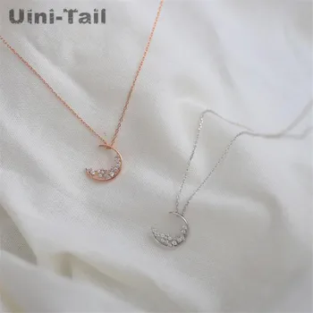 Uini-Tail hot new стерлинговое сребро 925 проба прости звезди луната микро-инкрустированное колие корейски моден тренд висококачествени бижута GN577