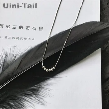 Uini-Tail new hot 925 сребро прост малка топка предаване мъниста огърлица корейската мода темперамент бижута подарък GN578