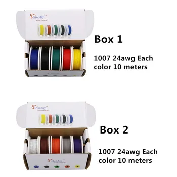 UL 1007 24awg 100m кабелен тел 10 цвята Mix Kit box 1+ box 2 многожильные тел електрическа линия авиокомпания Мед печатни тел САМ