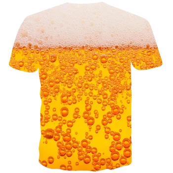 UNEY Beer Graphic Shirt Bubbles 3D Print US Size T Shirt Unisex Tee Casual Top Novelty Clothing