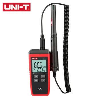 UNIT UT333S Сплит термометър 55 см дълга тел 17 см дълга сонда с голям LCD дисплей с двойна температура и влажност на въздуха