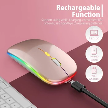 [Update] led безжична мишка, мобилна оптична офис мишка с приемник USB & Type-C, за преносим компютър,