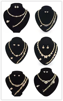 UPS 12 Set/Лот women jewelry set 14К gold plated XOXO огърлица комплекти обеци сватбени бижута, бижута комплекти нигерийските