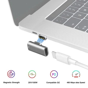 URVNS 100 W магнитен C USB адаптер за MacBook Pro 15 инча 9 контакти Лакът USB Type C конектор за зареждане на Samsung Xiaomi LG One Plug