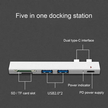 USB C Хъб Adapter USB 2.0 Adapter with Dock USB PD Charger SD/TF слот за КОМПЮТЪР, за Macbook 13 15 Air Mi