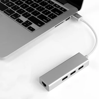 USB Ethernet, USB 3.0, RJ-45 hub 10/100/1000 м gigabit Ethernet мрежов адаптер карта USB Lan конвертор за PC компютър