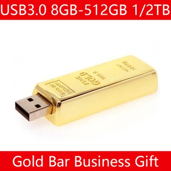 Usb Flash Drive 512GB Latest Desgin Кюлчета Злато Bar USB 3.0 USB Flash Memory Drive Stick 8GB 16GB 32GB 64GB Pendrive 1TB, 2TB