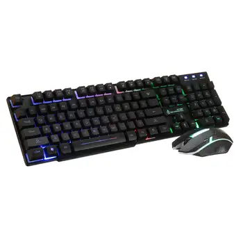 USB Wired 104 Key Keyboard Mouse Combo Set LED Backlight For Notebo Laptop Мак Gaming Desktop PC TV офис консумативи мишки