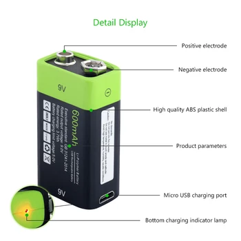 USB акумулаторна батерия 600mAh 9V Micro Wall зарядно устройство, комплект кабел за играчки с дистанционно управление на батерията литиево-полимерна батерия