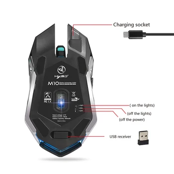 USB безжична мишка с 2.4 Ghz детска мишка с ергономичен дизайн 2400DPI акумулаторна 7 цвят на подсветката Gamer мишката за PC преносим компютър