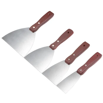 Uxcell 1Set шпатлевочные ножове боя стъргало нож от неръждаема стомана с дървена дръжка на инструмент за фаянс теракот собствениците или DIY