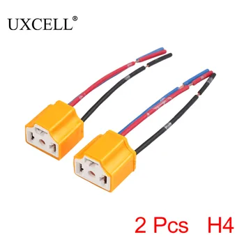 UXCELL 2 бр Жълта автомобили керамика H4 конектор светлини лампа за изход лампи теглене на кабели