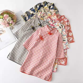V-TREE Baby Girls Dress Рокля Retro Hanfu Chinese Style Girl Clothing Summer 2020 Brand New Cotton Сладко Elegant Dress