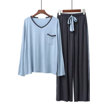 V-образно деколте ежедневно Пижами за жени свободни пижами Дамски пижами женски есен домашно облекло костюм ежедневни модальная есен домашно облекло