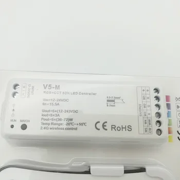 V5-M+R8-2 DC12V - 24V 5CH 2.4 G RF RGB+CCT LED Controller Color temperature brightness control for RGB+CCT LED Лента Strip light
