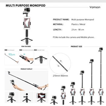 Vamson Accessories Kit for GoPro Waterproof Housing Case for GoPro Hero 8 Black Mount Monopod for Go pro 8 Action Camera VS20