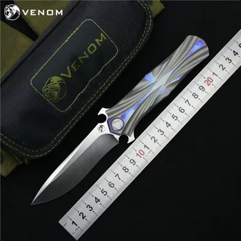 VENOM Kevin John T series M390 стомана, титан Флипер сгъваем нож керамични лагери къмпинг ловни джобни ножове EDC инструменти