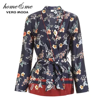 Vero Moda New Women ' s Drapery Botanic Print Lace-up домашно облекло пижами | 3183P9501