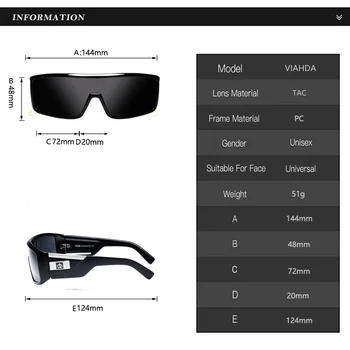 Viahda 2020 нов ветрозащитный слънчеви очила Моден голям кадър марка дизайнер жените De Sol UV400 с корпус