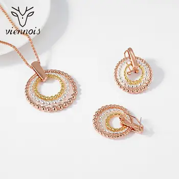 Viennois Dubai Style Jewelry Set for Women позлатени Mix Color Circle колие и обеци женски комплект бижута