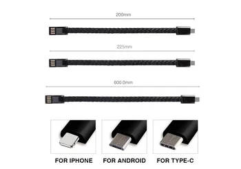 VIP Линк гривна USB телефон, зарядно устройство, кабел за мобилен телефон, кабел за пренос на данни 22,5 см за бързо зареждане на iphone X 7 8 plus Samsung S8