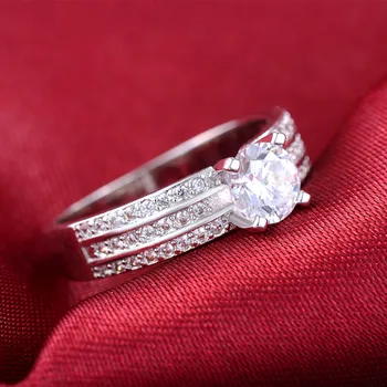Visisap цвят на бяло злато пръстен, сватбени и годежни пръстени за жени кубичен цирконий аксесоари на Едро бижута VSR139