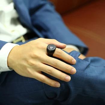 Vnox неръждаема стомана Viking Руна печат пръстен за мъже black мъжки пънк, бижута с троен възел икона #8 - #13