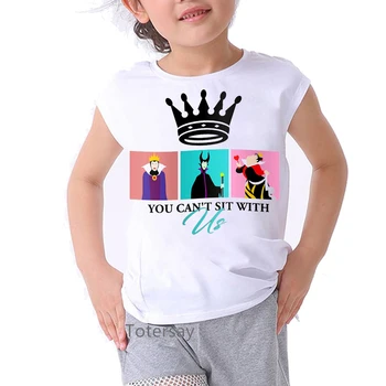 Vogue нов Хелоуин печат на майк за момичета лошата Кралица Малефисента тениска момичета Kawai детски дрехи летни блузи за момичета дрехи