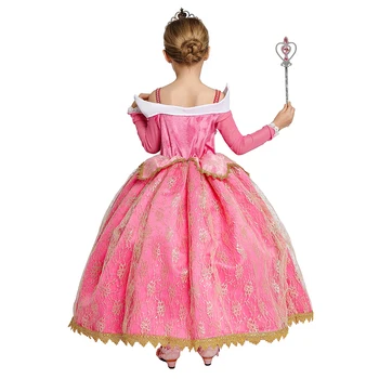 VOGUEON Aurora облечи момичето луксозни високо качество пайети Рапунцел рокли Снежанка cosplay костюм деца Елза рокля за парти