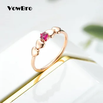 VowBro мода сърцето от неръждаема стомана, Дамски пръстени rose gold цвят на пръст бижута подарък за момичета