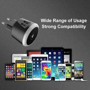 VOXLINK 5V2.4A Smart travel charger with LED night Light dual usb Charging For iPhone Samsung Xiaomi Travel Universal Charger