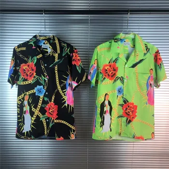WACKO MARIA Hawaii Shirt Digital Printing Men Women 1:1 Топ Version Tees Streetwear Тениски